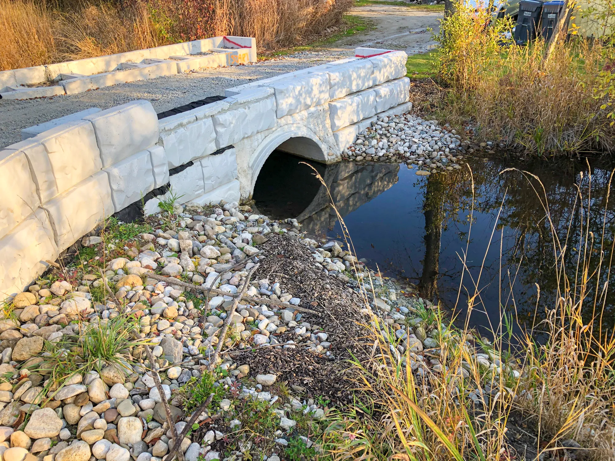 Winston Churchill Boulevard - Culvert under driveway with stone sides